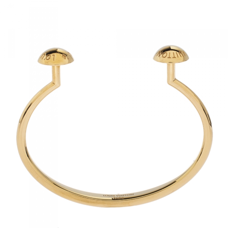 Pre Owned Louis Vuitton Studdy Gold Tone Open Bracelet