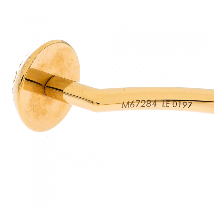 Pre Owned Louis Vuitton Studdy Gold Tone Open Bracelet