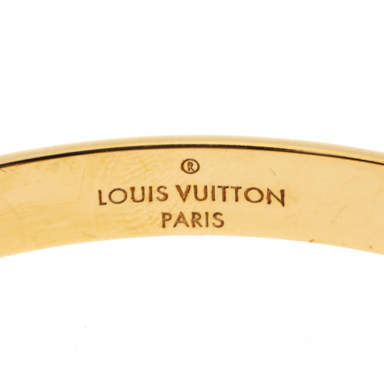Pre Owned Louis Vuitton Engraved Monogram Pattern Nanogram Cuff Bracelet M