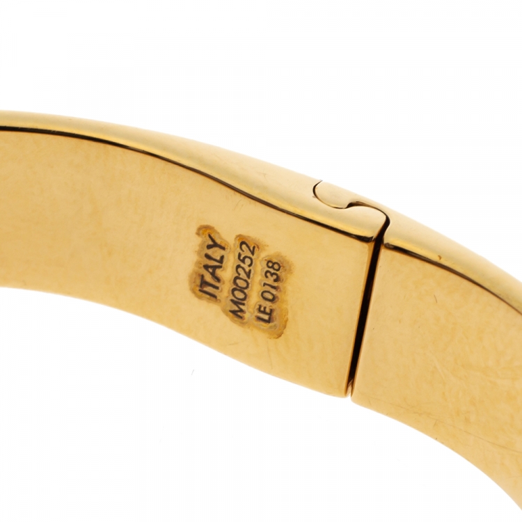 Pre Owned Louis Vuitton Engraved Monogram Pattern Nanogram Cuff Bracelet M