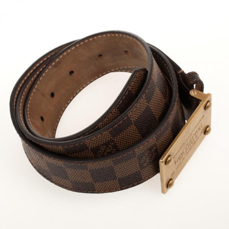 Louis Vuitton Black Damier Embossed Leather Inventeur Belt 95CM Louis  Vuitton