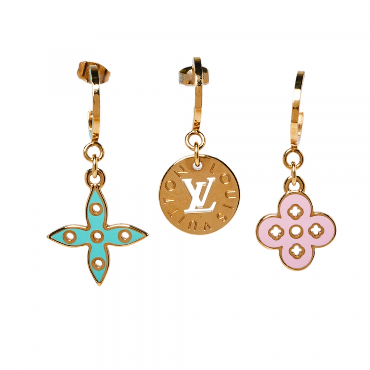 Louis Vuitton Goldtone Metal Enamel Sweet Monogram Charms Set of Three  Earrings Louis Vuitton | The Luxury Closet