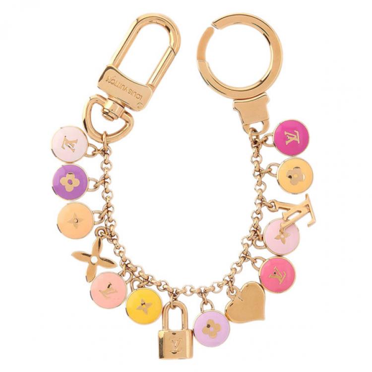 Authentic LOUIS VUITTON Bag Charm Necklace Ladies Pink x Gold