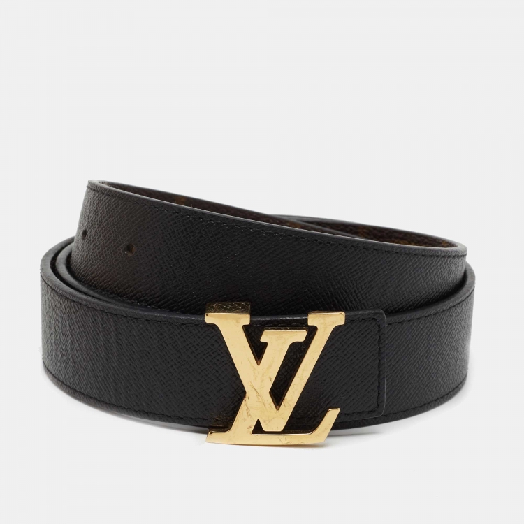 Louis Vuitton Black Monogram Canvas LV Initiales Reversible Belt