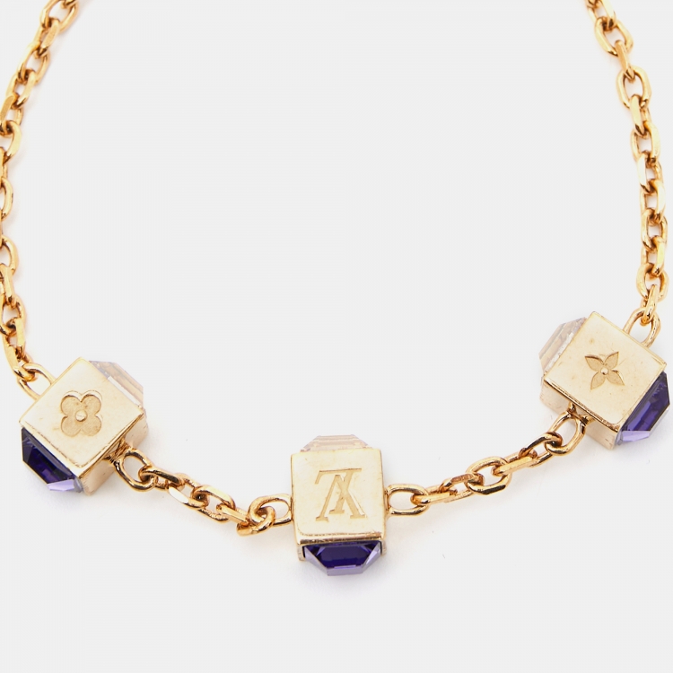 Pre Owned Louis Vuitton Gamble Crystal Gold Tone Bracelet