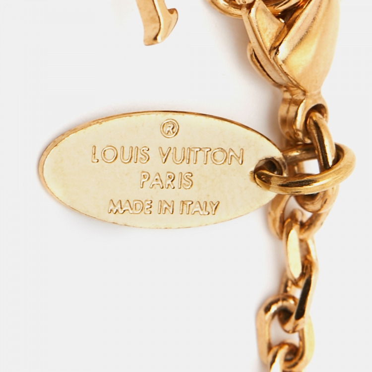 Pre Owned Louis Vuitton Gamble Crystal Gold Tone Bracelet