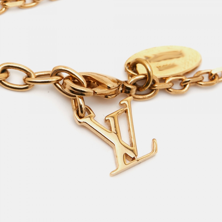 Pre Owned Louis Vuitton Gamble Crystal Gold Tone Bracelet