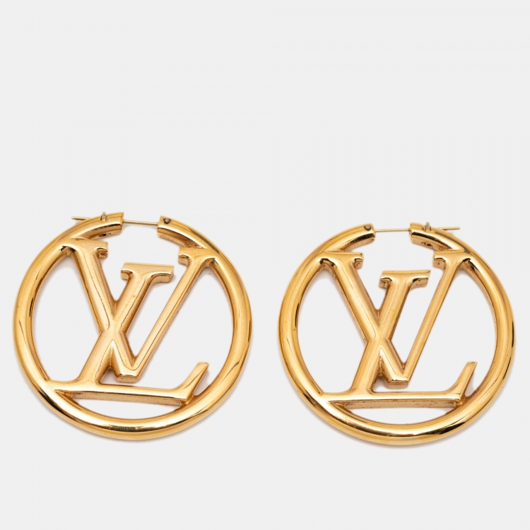 Louis Vuitton Louise Gold Tone Hoop Earrings Louis Vuitton