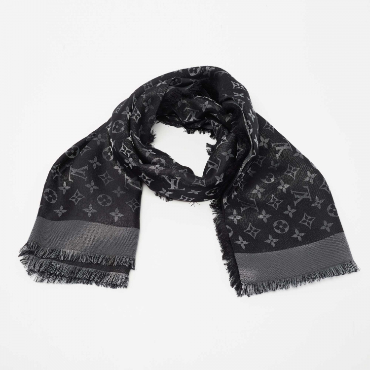 Louis Vuitton  Black Grey Shine Shawl Monogram Scarf/wrap