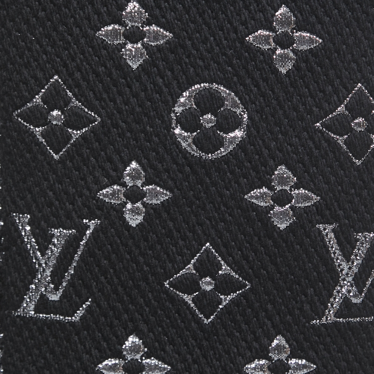 Pre Owned Louis Vuitton Black Logomania Wool Shine Scarf 