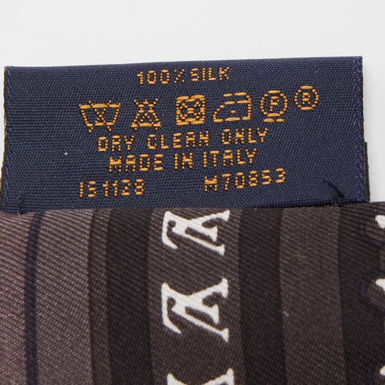 Pre Owned Louis Vuitton Brown Logo Printed Silk Bandeau Scarf