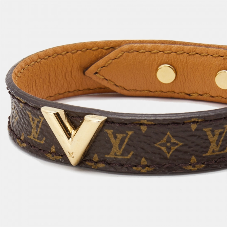 Pre Owned Louis Vuitton Monogram Canvas Essential V Gold Tone Bracelet
