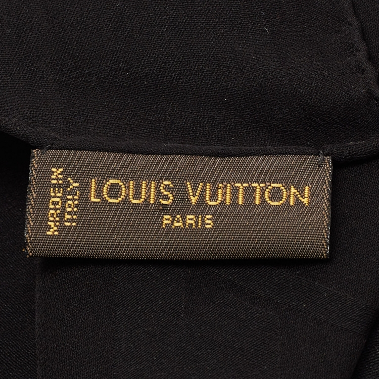 مملوكة مسبقًا Louis Vuitton Black Monogram Lurex Sheer Thread Silk Scarf