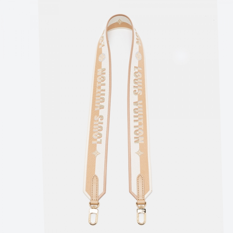 LOUIS VUITTON ストラップ ホワイト ゴールド Louis Vuitton Beige/White Canvas Monogram Vibe Bag Strap