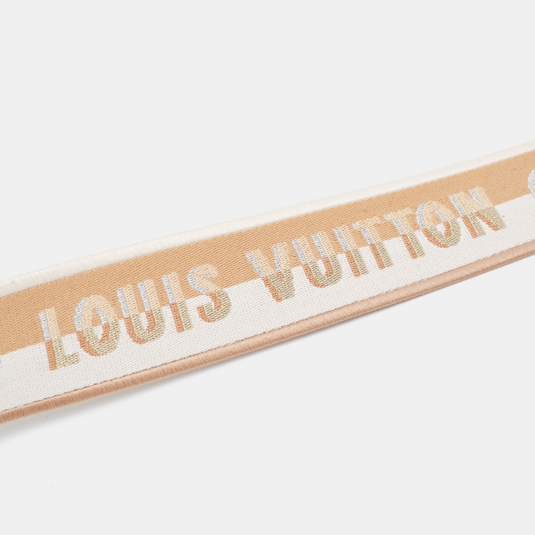 Pre Owned Louis Vuitton Beige/White Logo Jacquard Canvas Shoulder Bag Strap