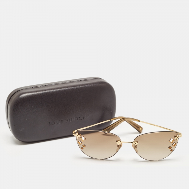 Pre Owned Louis Vuitton Brown/Gold Desmayo Rimless Sunglasses