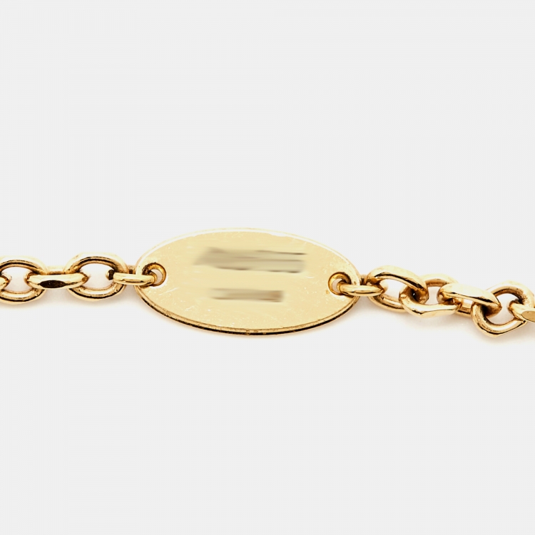 Pre Owned Louis Vuitton Miss LV Enamel Gold Tone Charm Bracelet