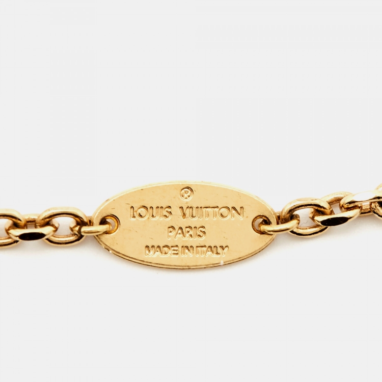 Pre Owned Louis Vuitton Miss LV Enamel Gold Tone Charm Bracelet