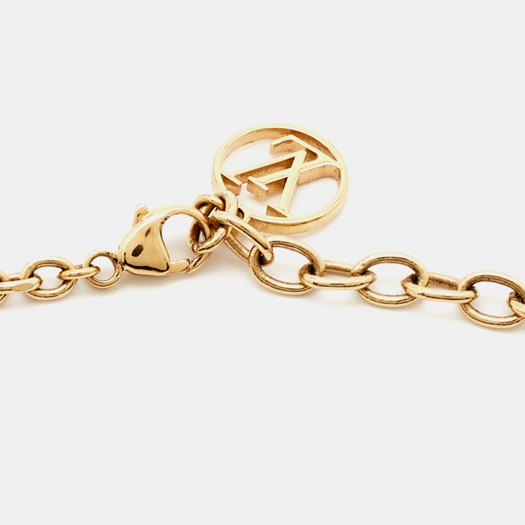 Pre Owned Louis Vuitton Miss LV Enamel Gold Tone Charm Bracelet