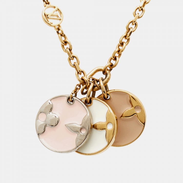 Pre Owned Louis Vuitton Miss LV Enamel Gold Tone Charm Bracelet