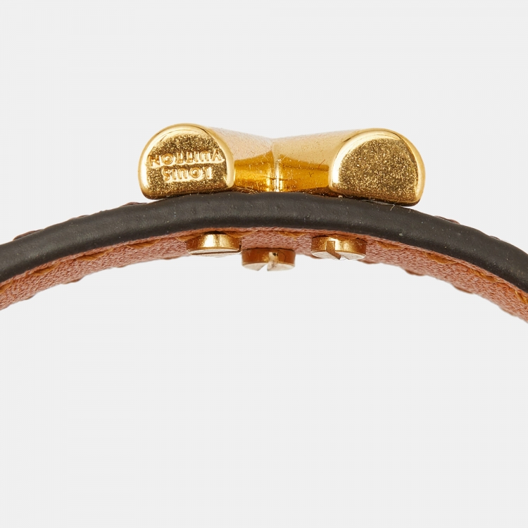 Pre Owned Louis Vuitton Essential V Monogram Canvas Gold Tone Bracelet