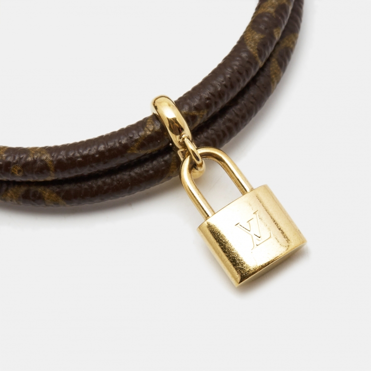 Pre Owned Louis Vuitton Canvas Keep It Twice Monogram Gold Tone Bracelet