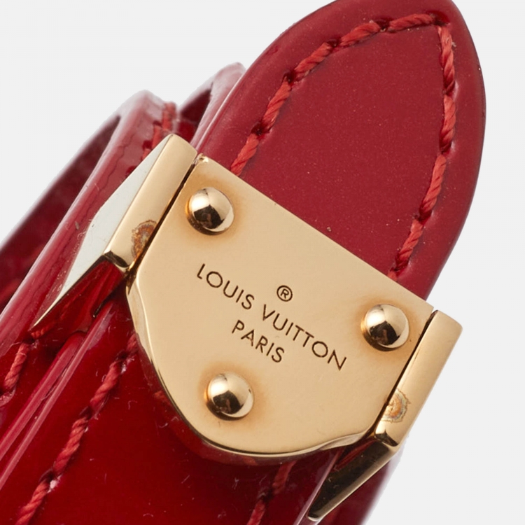 Pre Owned Louis Vuitton Red Leather Gold Tone Wrap Bracelet