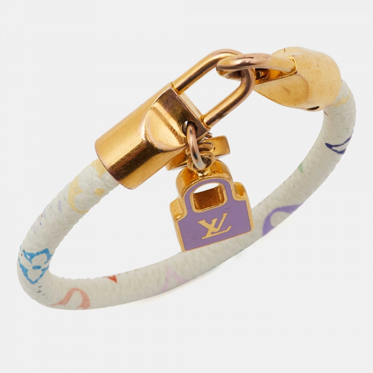 مملوكة مسبقًا Louis Vuitton Luck It Canvas & Gold Tone Charm Bracelet