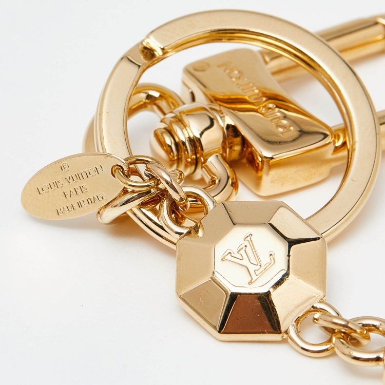 Pre Owned Louis Vuitton Gold Tone LV Facettes Bag Charm & Key Holder