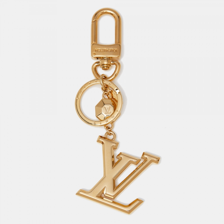 Pre Owned Louis Vuitton Gold Tone LV Facettes Bag Charm & Key Holder