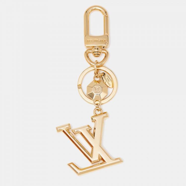 Pre Owned Louis Vuitton Gold Tone LV Facettes Bag Charm & Key Holder
