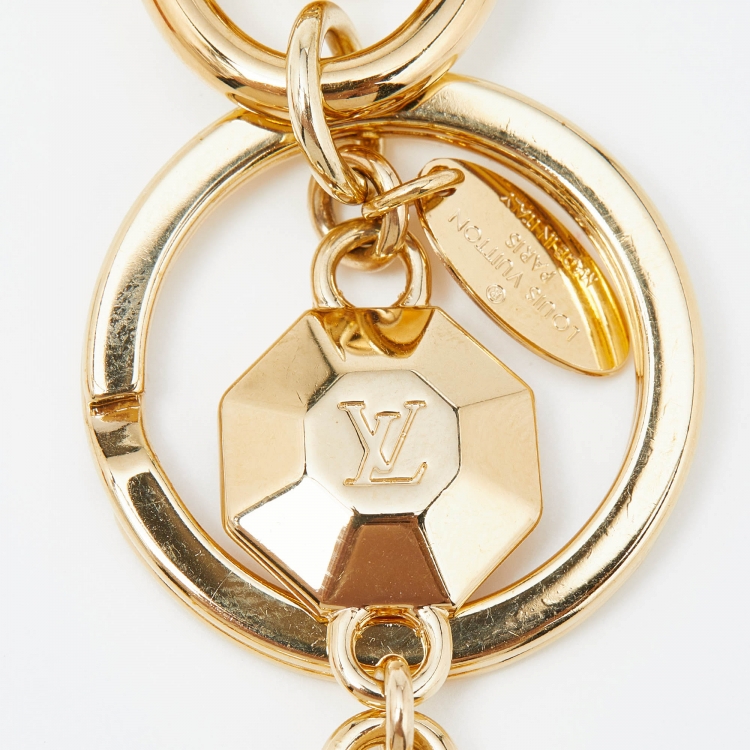 Pre Owned Louis Vuitton Gold Tone LV Facettes Bag Charm & Key Holder