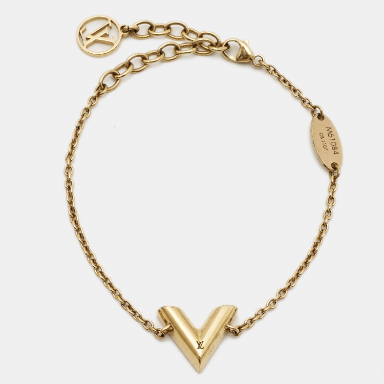Pre Owned Louis Vuitton Essential V Gold Tone Bracelet