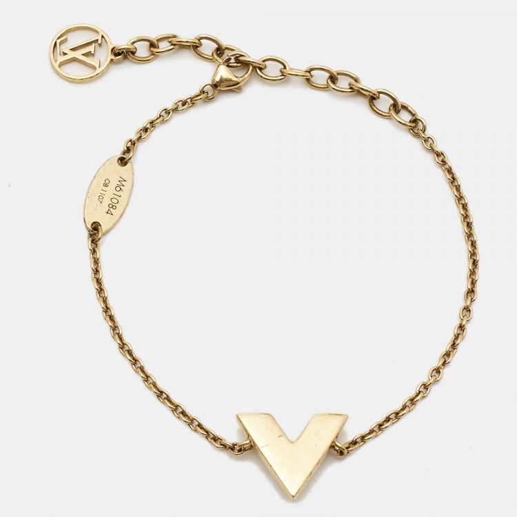 Pre Owned Louis Vuitton Essential V Gold Tone Bracelet