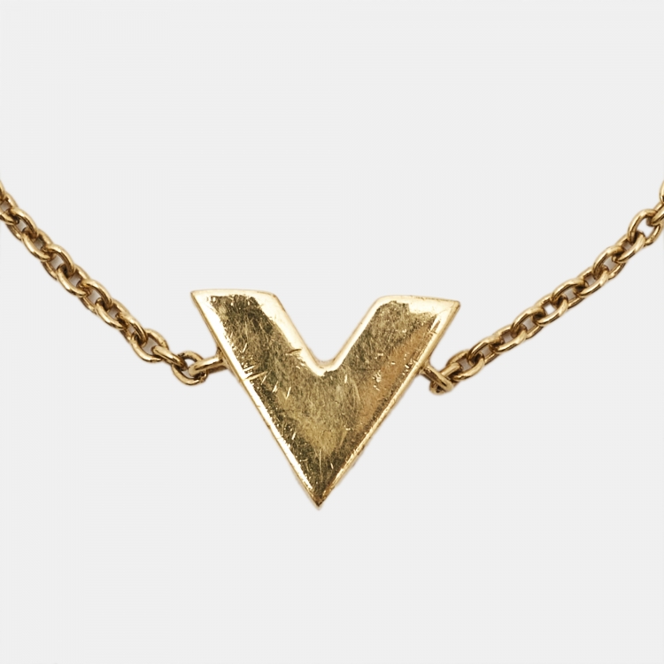 Pre Owned Louis Vuitton Essential V Gold Tone Bracelet