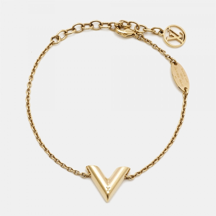 Pre Owned Louis Vuitton Essential V Gold Tone Bracelet