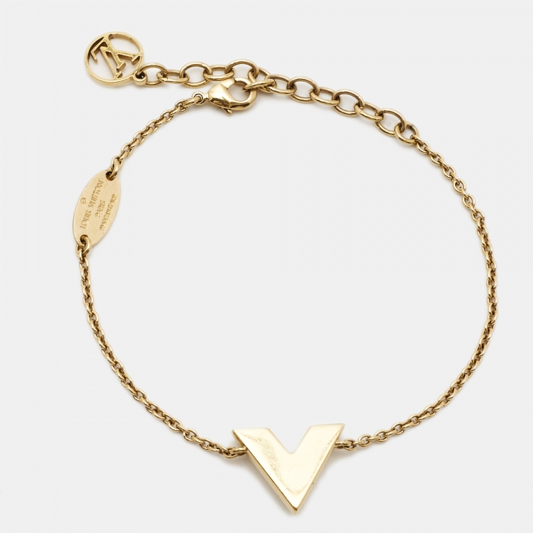Pre Owned Louis Vuitton Essential V Gold Tone Bracelet