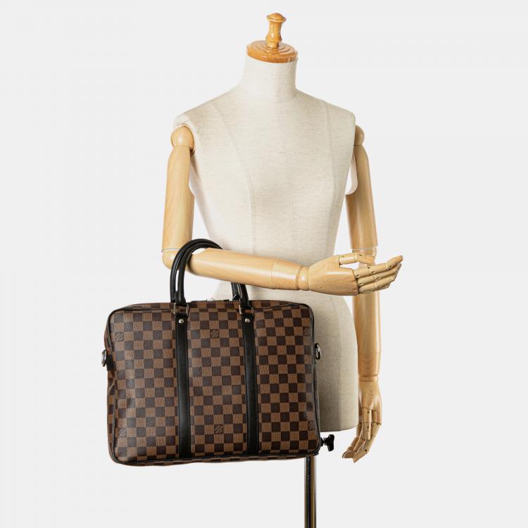 Pre Owned Louis Vuitton Damier Ebene Porte Documents Voyage PM
