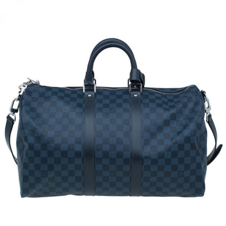 Pre Owned Louis Vuitton Damier Cobalt Canvas Keepall Bandouliere 55
