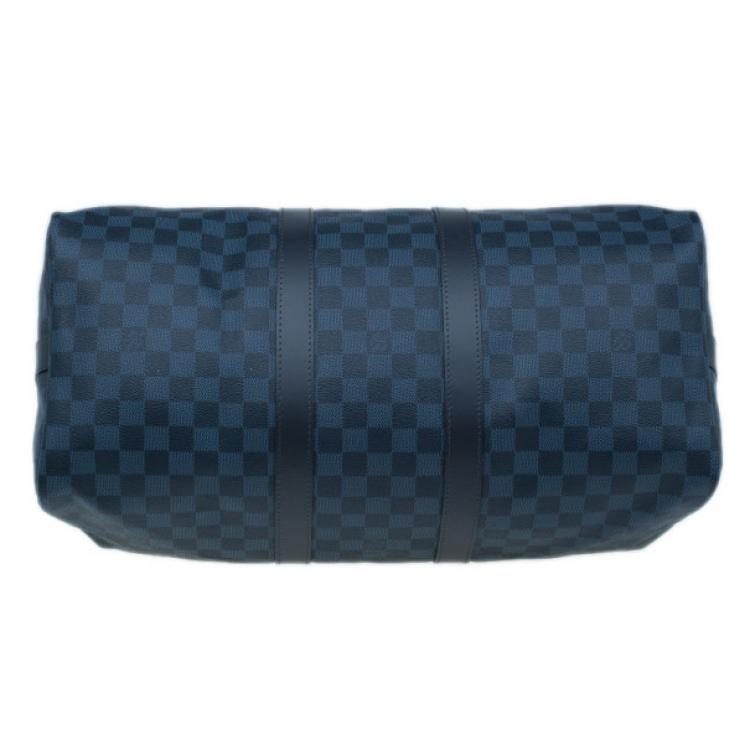 Pre Owned Louis Vuitton Damier Cobalt Canvas Keepall Bandouliere 55
