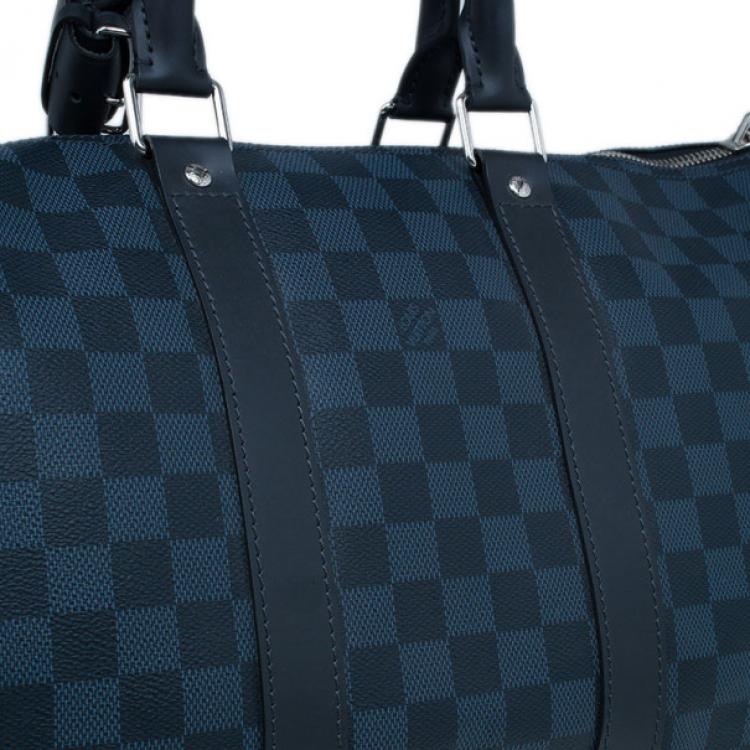 Pre Owned Louis Vuitton Damier Cobalt Canvas Keepall Bandouliere 55