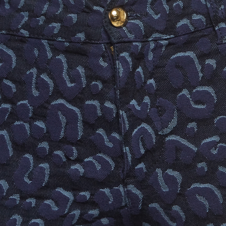 Pre Owned Louis Vuitton Blue Patterned Slim Fit Denim S Waist 28"