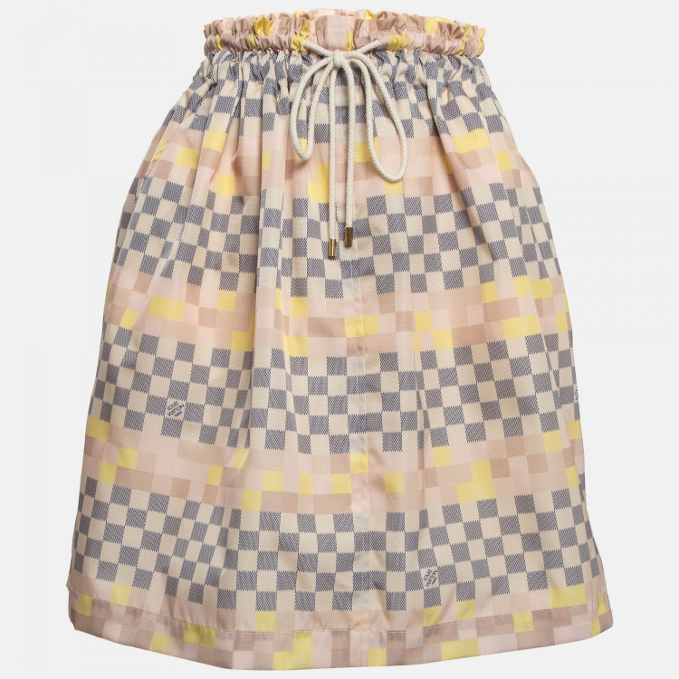 Pre Owned Louis Vuitton Pink Pixel Damier Nylon Short Skirt S
