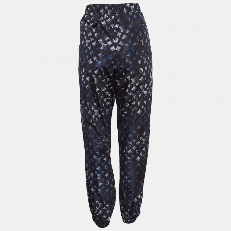 Pre Owned Louis Vuitton Dark Blue Mahina Monogram Nylon Joggers L