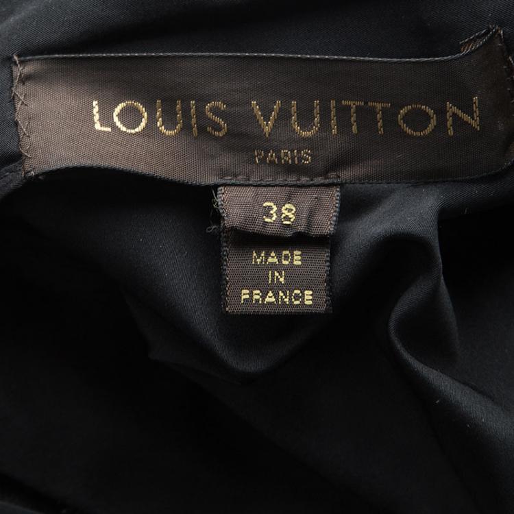 Pre Owned Louis Vuitton Black V Neck Sleeveless Midi Puff Dress M
