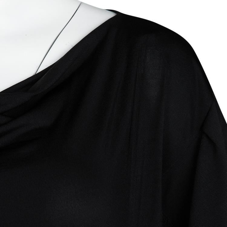 Pre Owned Louis Vuitton Black Draped Tie Detail Jersey Dress XS