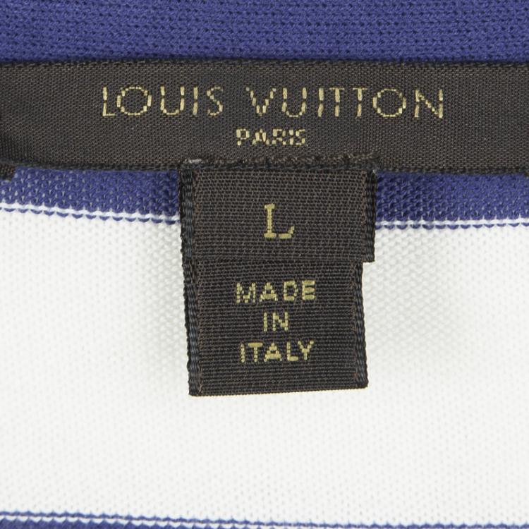 Pre Owned Louis Vuitton Blue and White Striped Cardigan L