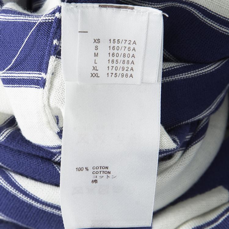Pre Owned Louis Vuitton Blue and White Striped Cardigan L