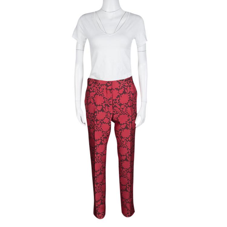 Louis Vuitton Red Jacquard Lace Print Pants M Louis Vuitton
