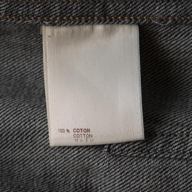 Pre Owned Louis Vuitton Black Monogram Shoulder Patch Detail Denim Jacket S